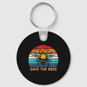 Save The Bees Retro Vintage Climate Change Earth D Keychain