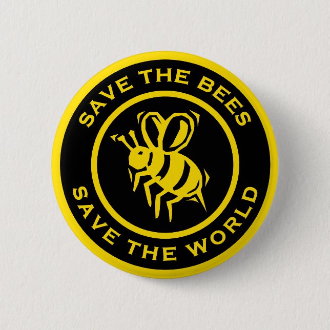 Save The Bees Save The World 2 Inch Round Button (Front)