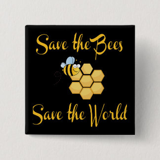 Save the Bees Save the World 2 Inch Square Button