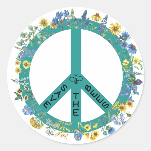 Save The Bees Sticker - Peace Sign Bee Sticker  (Front)