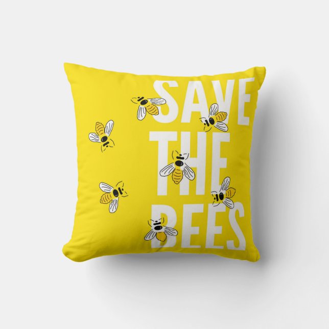 Save The Bees Throw Pillow (Front)