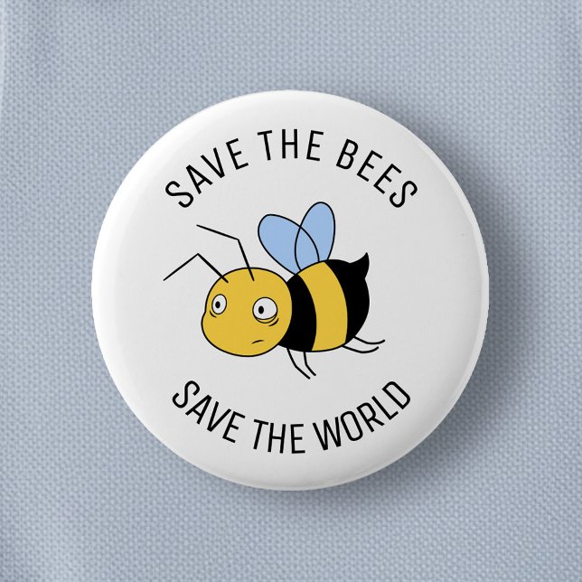 Save the Bees, Tired Worker Bee 2 Inch Round Button (Creator Uploaded)