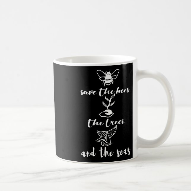 Save The Bees Trees And Seas Environmental Day Ear Coffee Mug (Right)