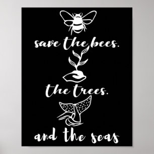 Save The Bees Trees And Seas Environmental Day Ear Poster