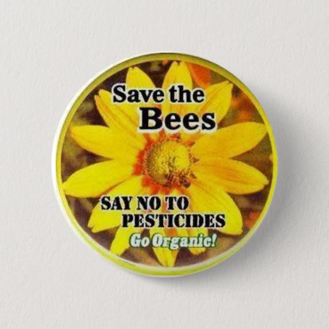 Save The BeesGo Organic 2 Inch Round Button (Front)