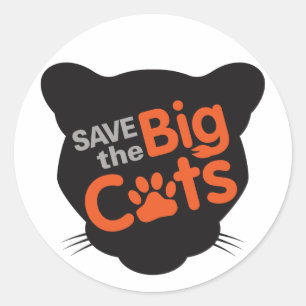 Save the Big Cats Classic Round Sticker, Glossy Sticker