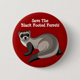 Save the Black Footed Ferret! 2 Inch Round Button