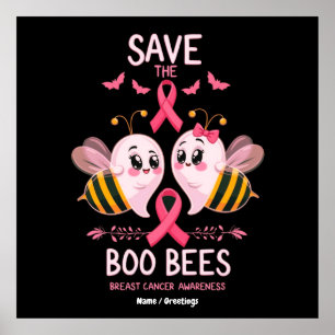 Save The Boo Bees Breast Cancer Women Halloween  Poster
