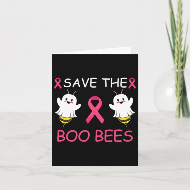 Save The Boo Bees Halloween Fun Breast Cancer Awar Card (Front)