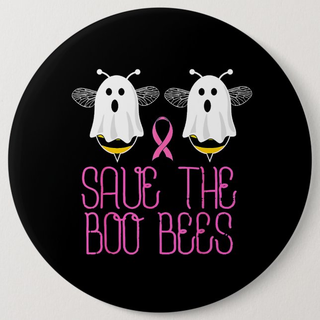 Save The Boobees Boo Bees Breast Cancer Halloween  6 Inch Round Button (Front)