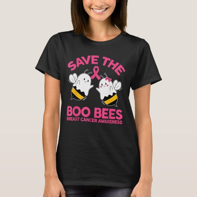 Save The Boobees Boo Bees Breast Cancer Halloween  T-Shirt (Front)