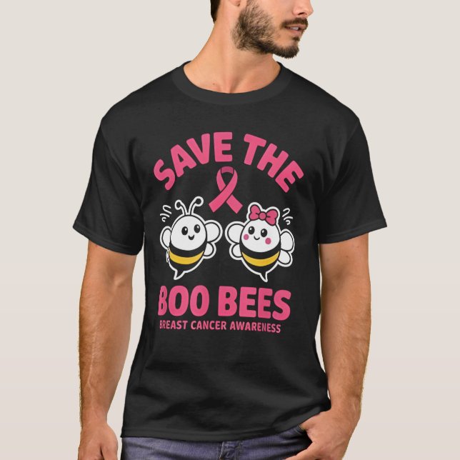 Save The Boobees Boo Bees Breast Cancer Halloween T-Shirt (Front)