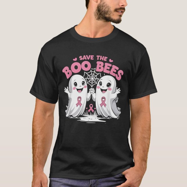 Save The Boobees Boo Bees Breast Cancer Halloween  T-Shirt (Front)