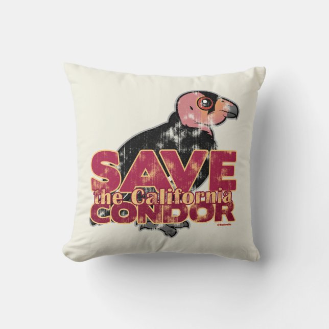 Save the California Condor Throw Pillow (Front)