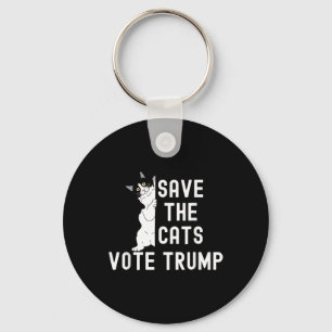 Save The Cats Vote Trump Funny Political Cat Humor Keychain