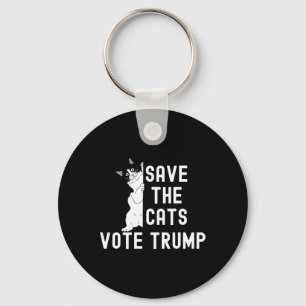 Save The Cats Vote Trump Funny Political Cat Humou Keychain