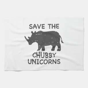 Save the chubby unicorns - Choose background colou Kitchen Towel