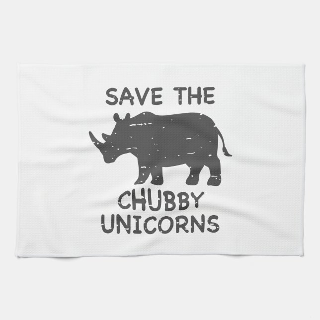 Save the chubby unicorns - Choose background colou Kitchen Towel (Horizontal)