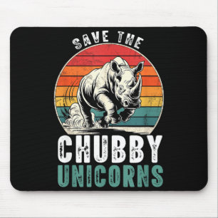 Save The Chubby Unicorns Funny Retro Rhino Animal Mouse Pad