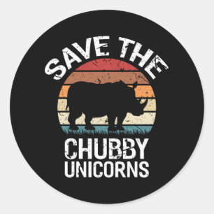Save The Chubby Unicorns Funny Retro Vintage Gift Classic Round Sticker