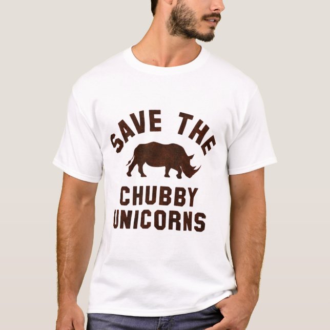 Save the Chubby Unicorns Funny Rhino Graph T-Shirt (Front)