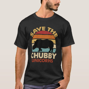 Save The Chubby Unicorns  Retro Vintage Rhino T-Shirt