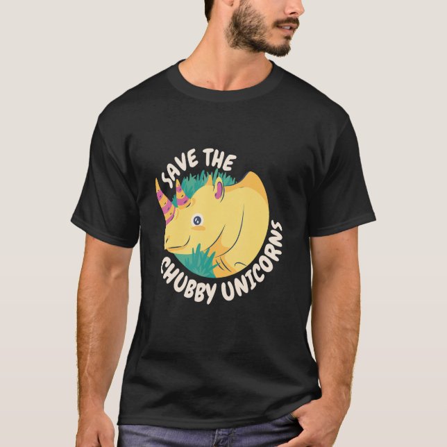Save The Chubby Unicorns Rhino Wild Animals T-Shirt (Front)