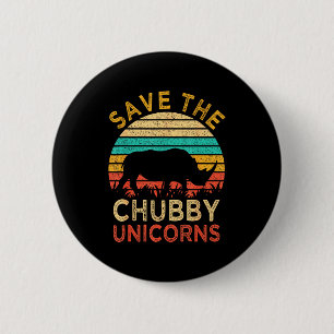 Save The Chubby Unicorns Vintage Funny Rhino Anima 2 Inch Round Button