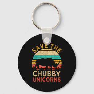 Save The Chubby Unicorns Vintage Funny Rhino Anima Keychain