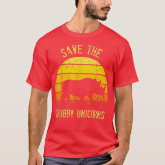 Save The Chubby Unicorns Vintage Funny Rhino Anima T-Shirt