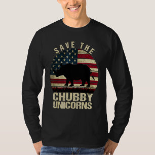 Save The Chubby Unicorns Vintage Retro  Rhino Anim T-Shirt