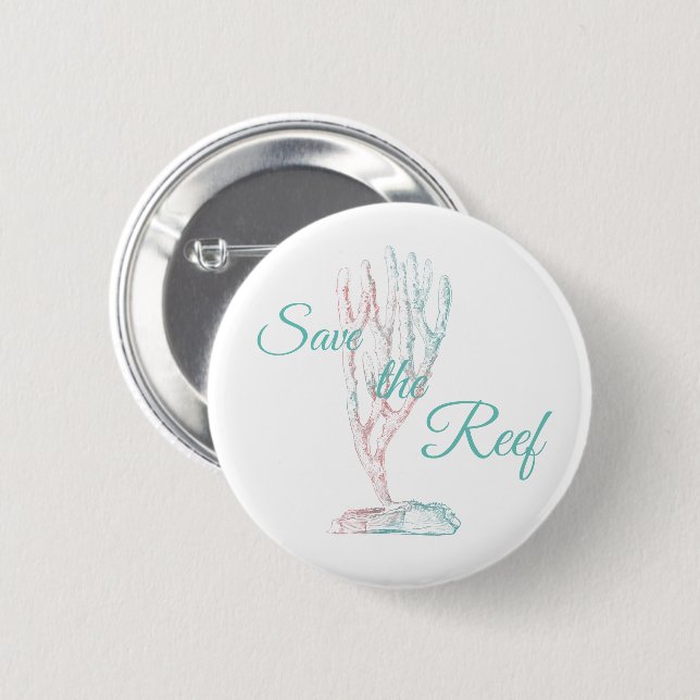 Save the Coral Reef Awareness 2 Inch Round Button (Front & Back)