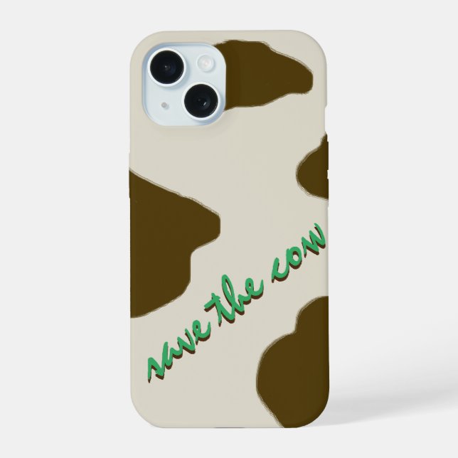 SAVE THE COW brown iPhone 15 Case (Back)