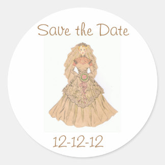 Save the Date 12-12-12 Classic Round Sticker