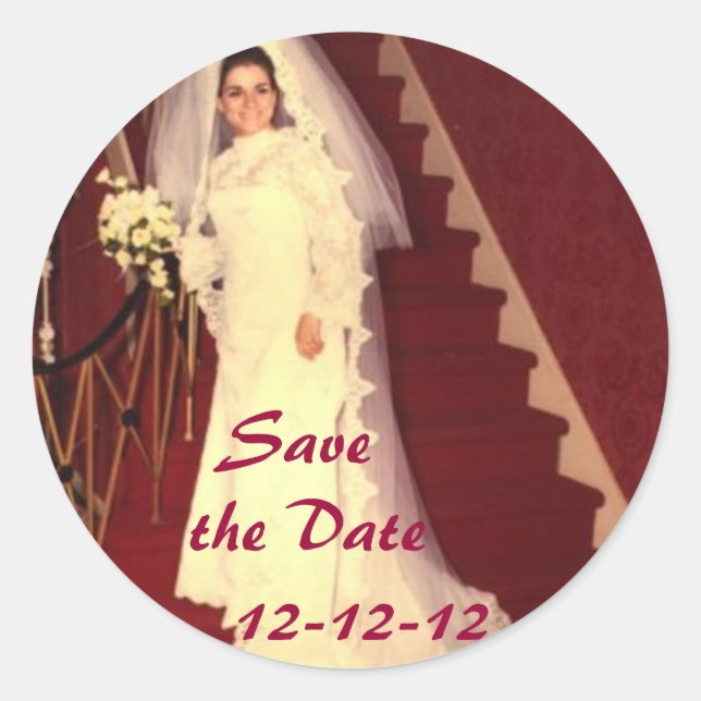 Save the Date 12-12-12 Classic Round Sticker (Front)