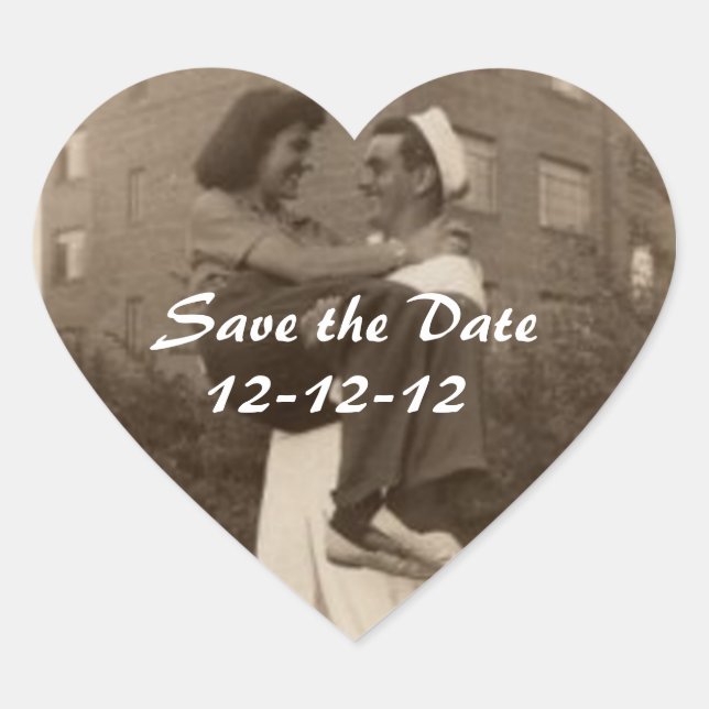 Save the Date 12-12-12 Heart Sticker (Front)