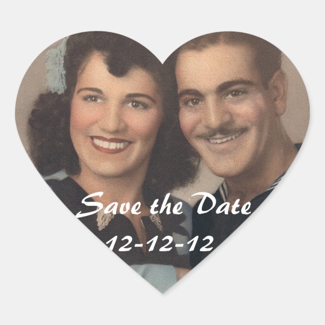 Save the Date 12-12-12 Heart Sticker (Front)