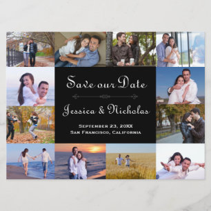 Save The Date 12 Photos Collage noir - 6x8 Enregistrer la date