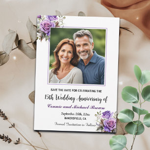 Save The Date 15e anniversaire du Mariage photo de Roses violets