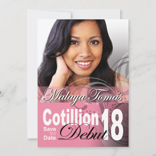 Save The Date 18e Anniversaire Cotillion Début Enregistrer la Da (Devant)