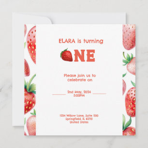 Save The Date 1er anniversaire avec cadre de fraise motif