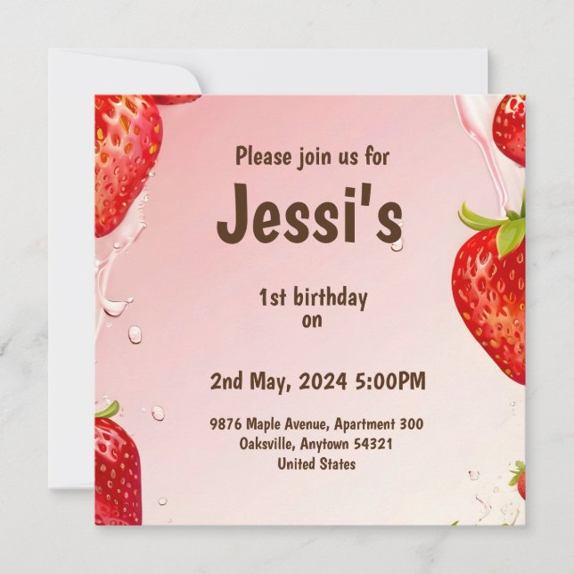Save The Date 1er anniversaire avec éclaboussure de jus de frais (Devant)