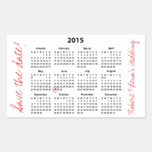 Save the Date 2015 Calendar Personalized Sticker