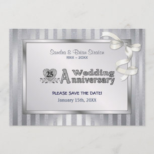 Save The Date 25e anniversaire du Mariage - Argent