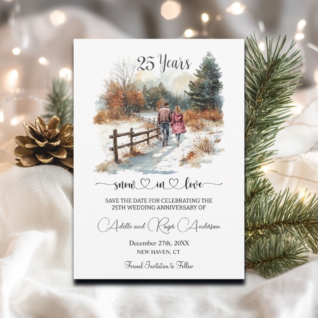 Save The Date 25th Wedding Anniversary Winter Landscape Romantic (Créateur téléchargé)