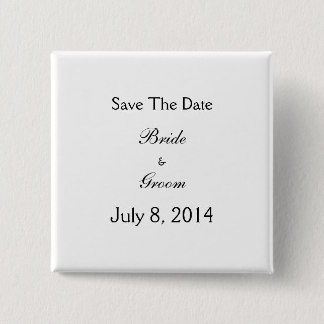 Save The Date 2 Inch Square Button (Front)