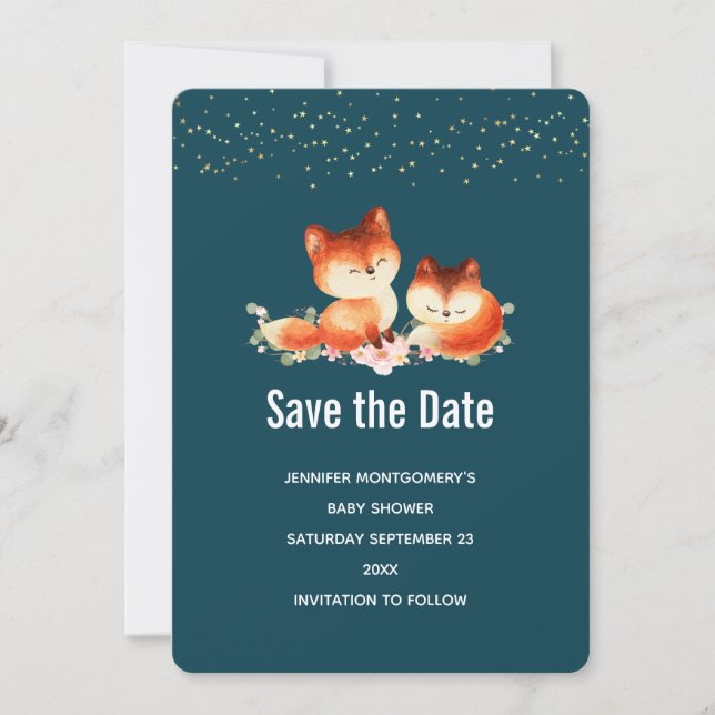 Save The Date 2 mignons petits renards rouges (Devant)
