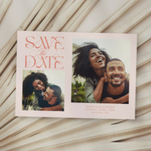 Save The Date 2 Photo Mystique Typographie Moderne Abricot