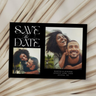 Save The Date 2 Photo Typographie Moderne Mystique Noir