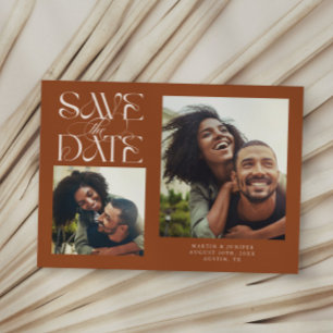 Save The Date 2 Photo Typographie Moderne Mystique Terracotta